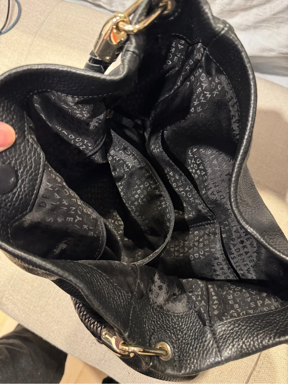 Kate Spade Black Leather Hobo Bag